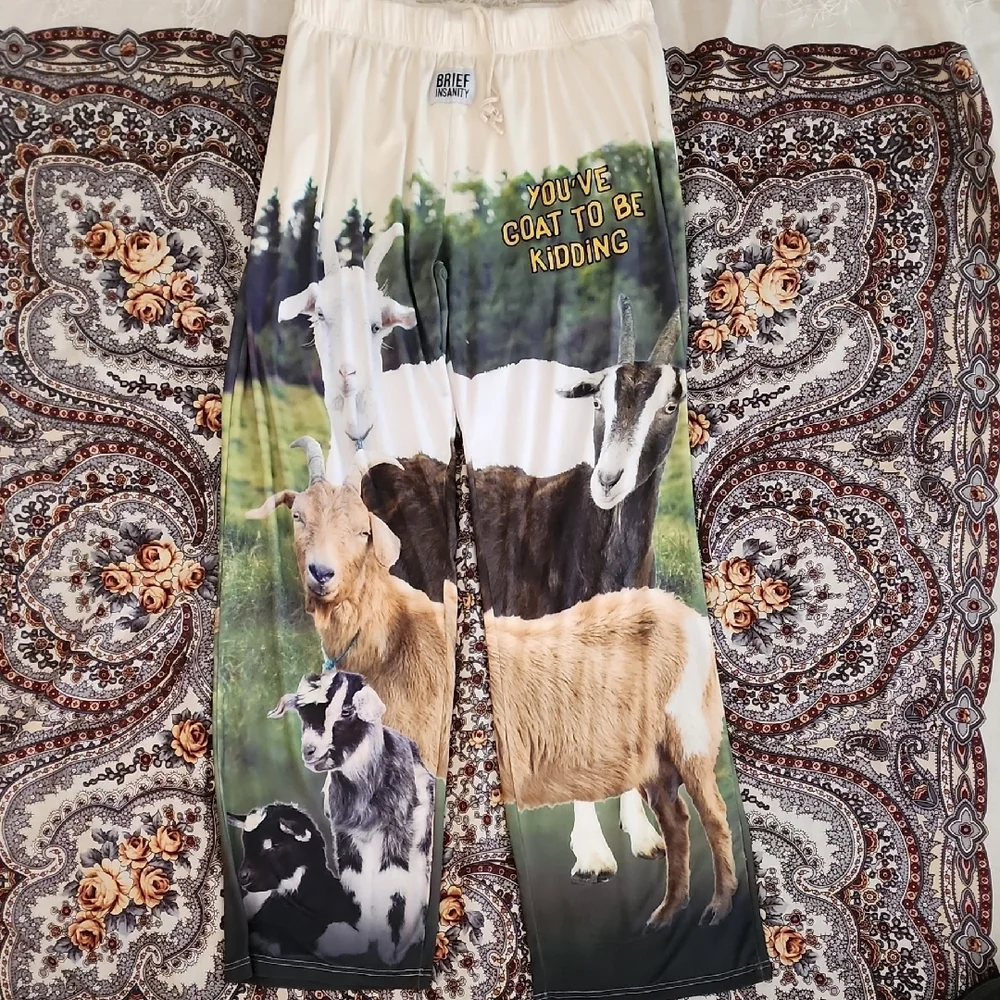 Hilarious Goat Print Pajama Bottoms β Size XXL - Picture 1 of 4